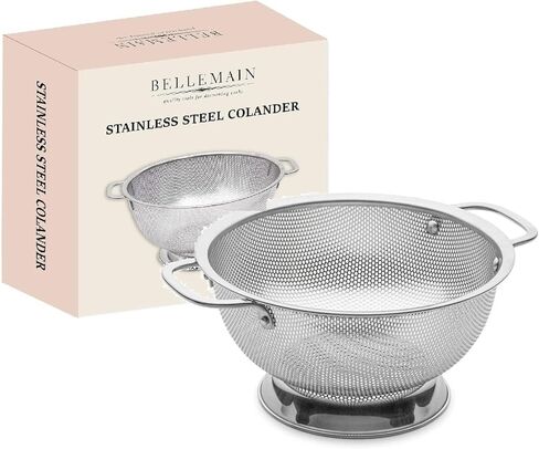Bellemain Colander for Kitchen – 5 Qt Stainless Steel Strainer with Handle - 18/8 Pasta Strainer Bowl for Pasta, Spaghetti, Vegetables, Fruit, and Pot Draining - Stainless Steel Colander in Saudi Arabia