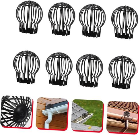 Veemoon 8pcs Drainage Basket Strainer Leaf Filter Gutter Guard Kitchen Drain Cover Channel Drain Roof Blocking Covers in Saudi Arabia