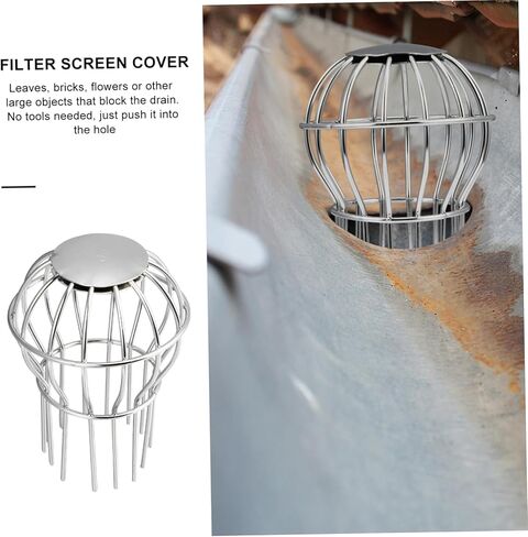STOBOK 1pc Stainless Steel Drain Basket Strainer Leaf Filter Fine Mesh Gutter Cover Sink Catcher in Saudi Arabia