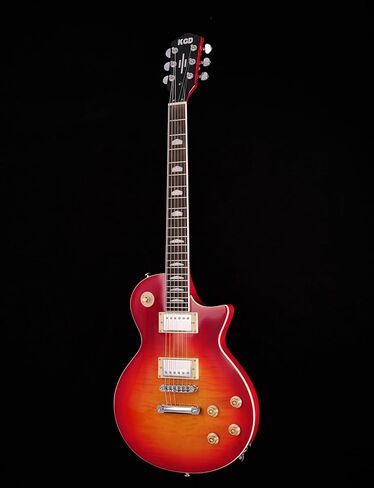 جيتار كهربائي KGD، جسم الماهوجني والرقبة، لوحة أصابع من خشب الورد 22 فريت، جسر ثابت احترافي مكون من 6 أوتار، احترافي/حجم كامل/جيتار كهربائي للبالغين (أصفر) in Kuwait