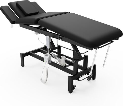 طاولة تدليك العمود الفقري الكهربائية، محركين كهربائي هيدروليكي، وظائف رفع الخصر والارتفاع قابلة للتعديل للعلاج/العلاج الطبيعي/تدليك العمود الفقري/منتجعات الوجه/إزالة الشعر بالشمع/الوشم - أسود in Kuwait