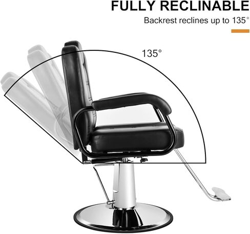 Artist hand Barbers Chairs, Heavy Duty Hydraulic Reclining Salon Chair Spa Furniture Reclining Extra Wider Seat Beauty Hair Salon Equipment(Black) in Kuwait