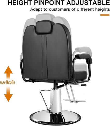 Artist hand Barbers Chairs, Heavy Duty Hydraulic Reclining Salon Chair Spa Furniture Reclining Extra Wider Seat Beauty Hair Salon Equipment(Black) in Kuwait