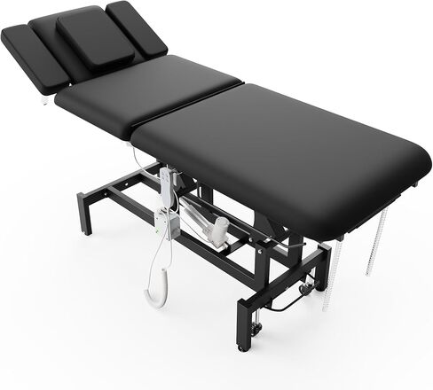 طاولة تدليك كهربائية بمحركين من دولونم، رافعة كهربائية هيدروليكية قابلة للتعديل للخصر ورفع الارتفاع للعلاج والعلاج الطبيعي وتدليك العمود الفقري وسبا الوجه وإزالة الشعر بالشمع والوشم - أسود in Kuwait