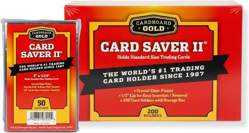 Card Saver 2 Trading Card Holder - 3x4 Inch Semi-Rigid Sleeves for Baseball Cards, Sports & Trading Cards Storage, Card Binder Compatible - by Cardboard Gold in Saudi Arabia