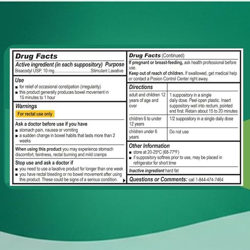 تحاميل Rising PROCTOZONE-B™ Bisacodyl 10 mg - تحميلة ملينة منشطة بدون وصفة طبية للإمساك العرضي - 12 قيراط in Kuwait