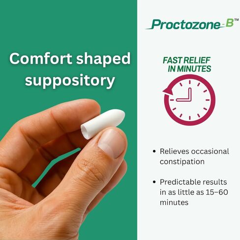 تحاميل Rising PROCTOZONE-B™ Bisacodyl 10 mg - تحميلة ملينة منشطة بدون وصفة طبية للإمساك العرضي - 12 قيراط in Kuwait