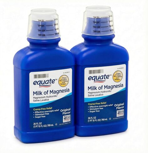 Milk of Magnesia Liquid 1200 mg – 26 fl oz Saline Laxative, Magnesium Hydroxide Original Flavor, Liquid Laxative for Adults and Children 6+, Low Sodium (Pack of 2) in Saudi Arabia