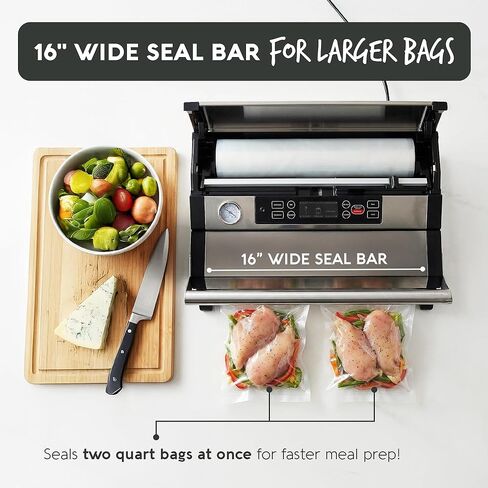 Avid Armor Vacuum Sealer A420XL – 16" Wide Seal Bar for Wider Bags, Fits 50 ft Rolls, Seals Multiple Quart Bags, Food Saver for Kitchen Storage, Sous Vide, Marinating in Kuwait