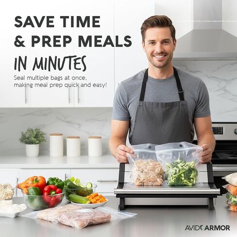 Avid Armor Vacuum Sealer A420XL – 16" Wide Seal Bar for Wider Bags, Fits 50 ft Rolls, Seals Multiple Quart Bags, Food Saver for Kitchen Storage, Sous Vide, Marinating in Kuwait