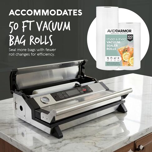 Avid Armor Vacuum Sealer A420XL – 16" Wide Seal Bar for Wider Bags, Fits 50 ft Rolls, Seals Multiple Quart Bags, Food Saver for Kitchen Storage, Sous Vide, Marinating in Kuwait