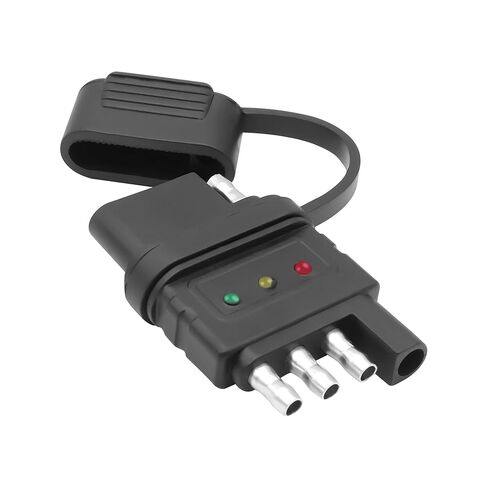 XMSJSIY 4 Way Flat Trailer Wiring Tester Connector 4 Pin Male and Female Trailer Light Tester Plug Adapter Double End Design with LED Bright Indicators -1 PCS in Saudi Arabia