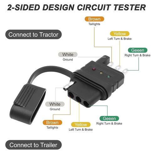 XMSJSIY 4 Way Flat Trailer Wiring Tester Connector 4 Pin Male and Female Trailer Light Tester Plug Adapter Double End Design with LED Bright Indicators -1 PCS in Saudi Arabia