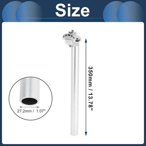 Bike Seat Post 27.2x350mm Bike Saddle Post Seat Tube Aluminum Alloy Silver Tone Adjustable Angle in Saudi Arabia