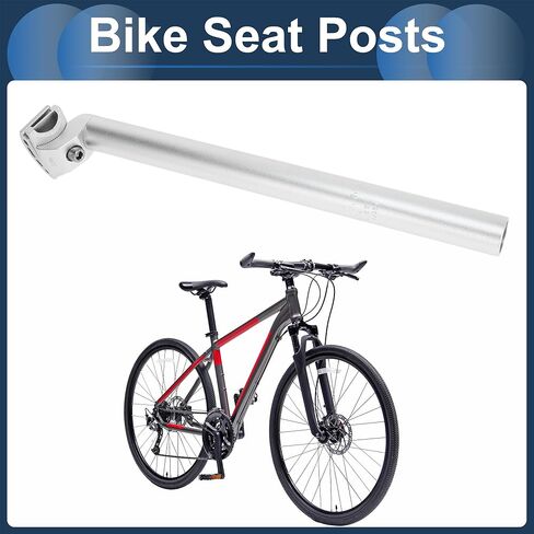 Bike Seat Post 27.2x350mm Bike Saddle Post Seat Tube Aluminum Alloy Silver Tone Adjustable Angle in Saudi Arabia