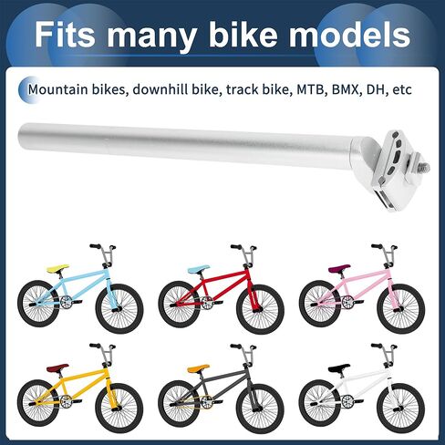 Bike Seat Post 27.2x350mm Bike Saddle Post Seat Tube Aluminum Alloy Silver Tone Adjustable Angle in Saudi Arabia