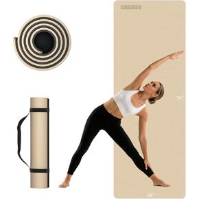 Extra Long Yoga Mat for Tall Men & Women, 10mm Thick 76x28in Non Slip TPE Exercise Mat with Carrying Strap, Mat for Yoga Pilates Fitness,Indoor Outdoor Use in Kuwait
