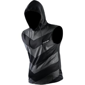 Men's Sleeveless Gym Hoodie - Quick-Dry Breathable Polyester with Drawstring Hood, Moisture-Wicking in Kuwait