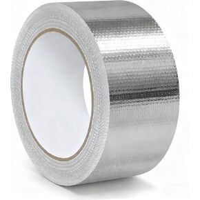 شريط رقائق ألومنيوم مقاس 2 بوصة × 66 قدم، 5.91 مل - درع حراري عالي التحمل وشريط من الألياف الزجاجية العازلة للحرارة لمجاري التدفئة والتهوية وتكييف الهواء، والقنوات المعدنية، وفتحات المجفف، وأنابيب التيار المتردد، وإصلاح العادم in Kuwait