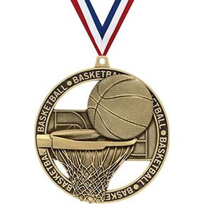 Crown Awards Basketball Medals, 3" Massive Rimz Basketball Award Medal with Custom Engraving Included Prime in Kuwait