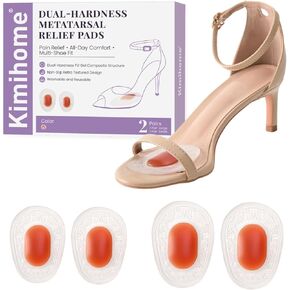 Retro Ball of Foot Cushions - Kimihome 2 Pairs Dual Hardness Design Metatarsal Pads for Pain Relief, Anti Slip, Sole Support - Heel Inserts Forefoot Cushion Pads for Morton's Neuroma (Size S & Size L) in Saudi Arabia