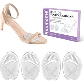 وسائد كرة القدم للنساء - زوجان من وسادات مشط القدم من الجل للنساء من Kimihome، نعل داخلي للكعب العالي، وسادات قدم مريحة غير قابلة للانزلاق للدعم، وتخفيف الألم، والبثور، والأحذية الفضفاضة (شفاف) in Kuwait