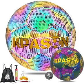 Soccer Ball, Holographic Reflective Glowing Soccer Ball Size 4/5 for Men Women Training, with Pump and Carry Bag in Kuwait