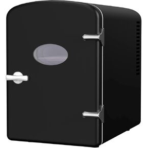 ثلاجة صغيرة ديلوكس بسيطة مع نافذة مراقبة، 4 لتر/6 علب تبريد وتدفئة محمولة، ثلاجة صغيرة خالية من الفريون، مدمجة للعناية بالبشرة والمشروبات والطعام ومستحضرات التجميل، أسود جديد in Kuwait