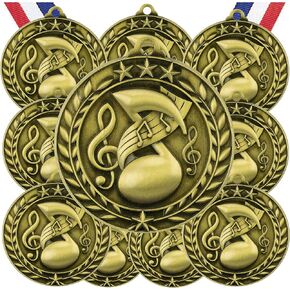 جائزة الميداليات الذهبية للموسيقى من Express Medals مع أشرطة للرقبة WAMG-943 - (عبوة من 10 قطع) in Kuwait