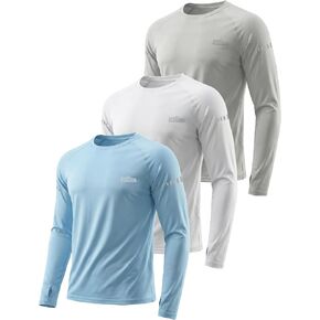 3 Pack Mens UPF 50+ Sun Protection Shirts Long Sleeve SPF Quick Dry Fishing Swim Rash Guard Athletic Workout Tops in Saudi Arabia