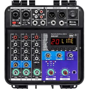 خلاط يعمل بالطاقة W IN-MIX بقدرة 150 وات × 2 مع 4 قنوات وبلوتوث وتشغيل USB/MP3 وطاقة فانتوم 48 فولت للكاريوكي والدي جي والاستوديو المنزلي والصوت المباشر in Kuwait