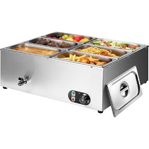 Commercial Food Warmer 48 Qt Stainless Steel Steam Table Countertop Buffet Warmer, 6-Pan 1500W Electric Bain Marie Food Warmer with Adjustable Temperature for Restaurants, Catering, Hotels in Saudi Arabia