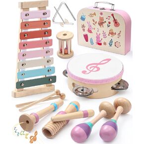 الآلات الموسيقية للأطفال من تويسا، ألعاب موسيقية خشبية مونتيسوري للأطفال الصغار 2-3 مع إكسيليفون ماراكاس الدف وصندوق هدايا للأطفال في مرحلة ما قبل المدرسة هدايا عيد ميلاد تعليمية لعمر 2 3 4 5 سنوات in Kuwait