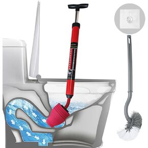 Toilet Plunger, High-Pressure Plungers for Bathroom, Toilet Brush and Plunger Set - Powerful Air Drain Unclogger & Heavy-Duty Clog Remover for Bathroom Drains, and Clogged Pipes in Saudi Arabia