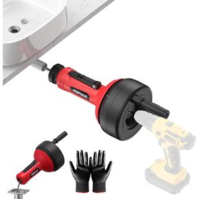 POPULO تغذية تلقائية 17FT استنزاف ثعبان اوجير لأنابيب 3/4 "-2"، السباكة استنزاف ثعبان اوجير مع محول الحفر، بالوعة مزيل الشعر استنزاف الثعبان للمطبخ والحمام وحوض الاستحمام، PMDA-5 in Kuwait