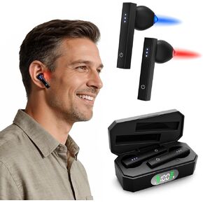 Red Light & Blue Light Therapy for Ears, 7-Mode Ear Light Therapy Device for Daily Care, Portable Light-weight Soothing Earbuds, Hands-Free Design, Rechargeable Light Therapy with Rechargeable Case in Saudi Arabia