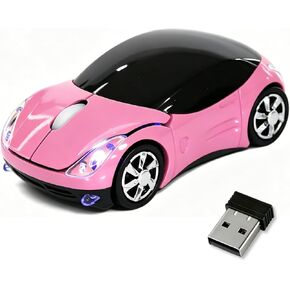 الماوس اللاسلكي الوردي ， Mini Car Computer Mouse ， 1600DPI 2.4G لاسلكي مع مستقبل USB Wirelesss Car Mouses للكمبيوتر للكمبيوتر الشخصي ، الكمبيوتر المحمول ، Win Tablet XP/Vista/7/ME/2000/Mac OS OS Office Girls Girls in Kuwait