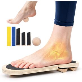 Ankle Balance Board - Adjustable SingleLeg Balance Board — Ankle Strengthener with Plantar Fasciitis Massage Ball and Two Resistance Bands, Suitable for Sprain Rehabilitation, Stability Training, Physical Therapy, and Plantar Fasciitis Recovery in Saudi Arabia