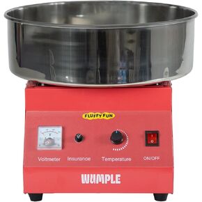 ماكينة حلوى القطن - ماكينة صنع حلوى القطن الكهربائية التجارية بقدرة 1000 وات - تسخين لمدة 3 دقائق - وعاء من الفولاذ المقاوم للصدأ - للحفلات والكرنفالات والاستخدام المنزلي - أحمر in Kuwait