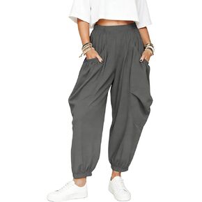 Himosyber Women's Baggy Harem Pants Casual Loose Elastic High Waist Lounge Sweatpants Comfy Joggers with Pockets in Kuwait