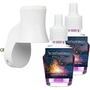 مجموعة معطرات الهواء Scentsationals Plug in Air Freshener - موزع زيوت عطرية بقابس دوار وعبوتين لرائحة تدوم طويلاً - رائحة سحرية سحرية in Kuwait