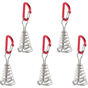 Holibanna 5pcs Spring Tent Anchors Round Tube Windproof Hooks, Stainless Steel Fast Tie Down Anchors for Outdoor Camping Tent Rope Tensioner Accessories in Kuwait