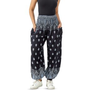 سراويل حريم تايلاندية للسيدات - سراويل يوجا بوهيمية كاجوال هيبي بوهو بجيوب عميقة - لون موحد in Kuwait