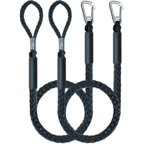 Boat Bungee Dock Line 5 Feet Boat Accessories Mooring Rope with 28cm Extended Loop, 316 Stainless Steel Clip & Dual Foam Floats, Heavy Duty PE Braided Dock Line for Cleat, Jet Ski & Pontoon(Black) in Saudi Arabia
