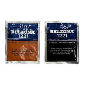 Belzona 1221 Super E-Metal 125g عدة إصلاح مركب لإصلاح الطوارئ علاج سريع خزان أنابيب معدنية من السيليكون الصلب المقوى بوليمر إيبوكسي راتنج مكون من جزأين قاعدة مكونة 83 جرام مصلب 42 جرام in Kuwait