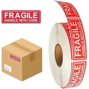 300PCS Fragile Stickers 1 x 3 Inch, Permanent Adhesive Handle with Care Shipping Labels, Waterproof Tear-Resistant Warning Stickers for Moving, Glass, Ceramics, Electronics and Delicate Items in Kuwait