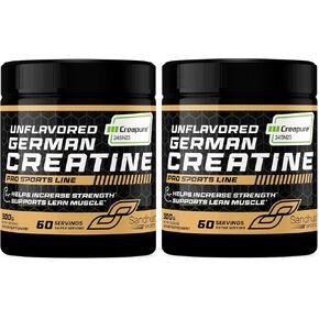 مكملات مسحوق الكرياتين مونوهيدرات الكرياتين الألماني من Sandhu's Creapure للرجال والنساء، بدون نكهة، 60 حصة (عبوة من 1)، 10.58 أونصة، مكمل رياضي يدعم بناء العضلات الهزيلة in Kuwait