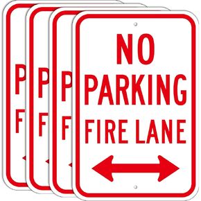 4 عبوات كبيرة ممنوع الوقوف، لافتة حارة الحريق، 18 × 12 بوصة ألومنيوم عاكس مقاوم للصدأ، محمي من الأشعة فوق البنفسجية، مقاوم للطقس، مقاوم للماء، سهل التركيب، للاستخدام الداخلي أو الخارجي in Kuwait