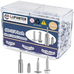 500 قطعة #8x3/4 مجموعة متنوعة من براغي الحفر الذاتي، 410 رأس تروس من الفولاذ المقاوم للصدأ ورأس غسالة سداسية ذاتية التنصت، براغي معدنية ذاتية التنصت، براغي سريعة عالية القوة in Kuwait