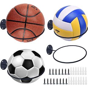 4 قطع كرة سلة مثبتة على الحائط حامل عرض، رف كرة عالمي معدني أسود حامل حامل موفر للمساحة لكرة السلة وكرة القدم وكرة القدم وكرة القدم وعرض تخزين كرة القدم in Kuwait